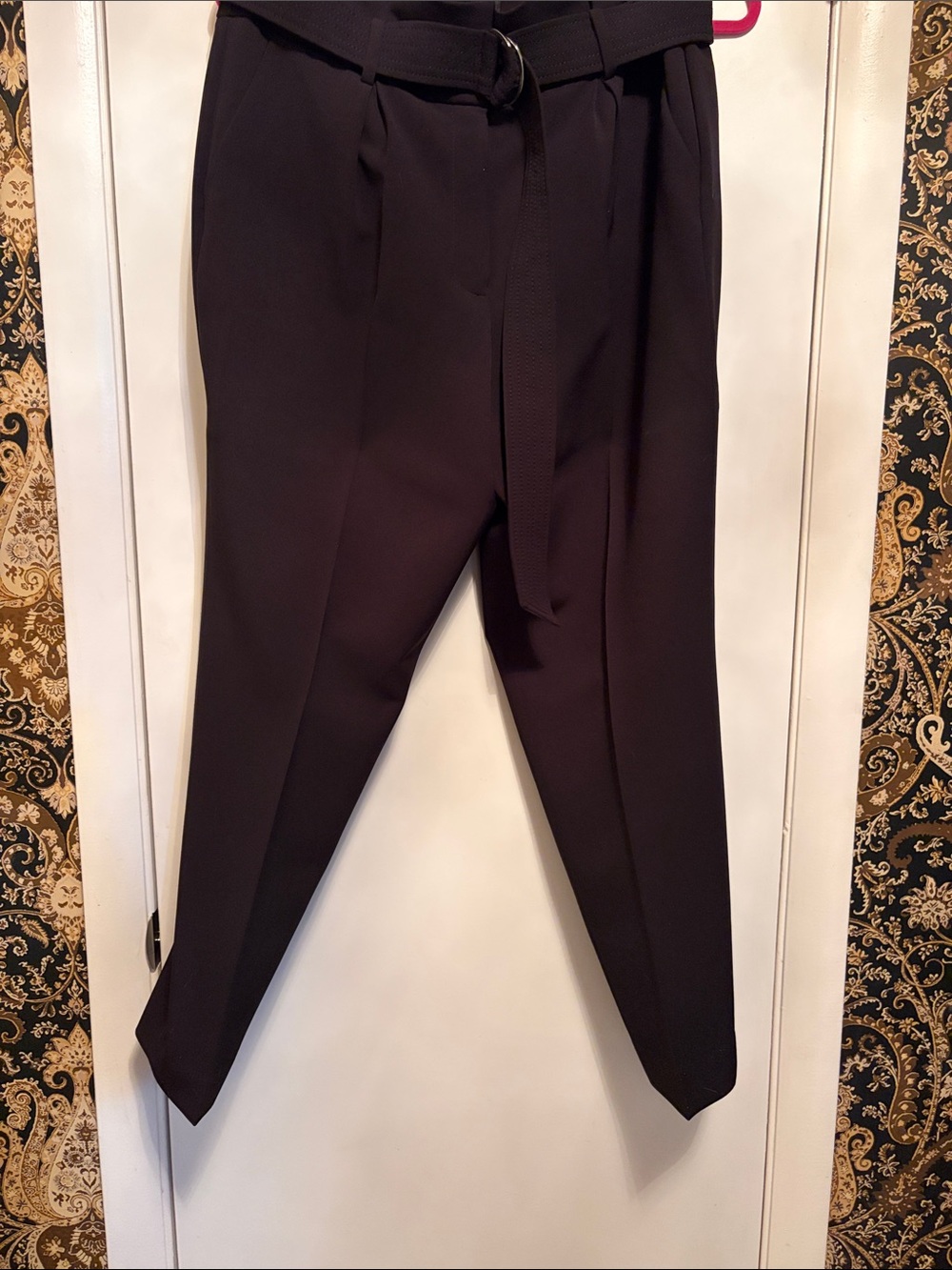 WHITE HOUSE BLACK MARKET High-Waist Tapered Belted Pants - Pleated